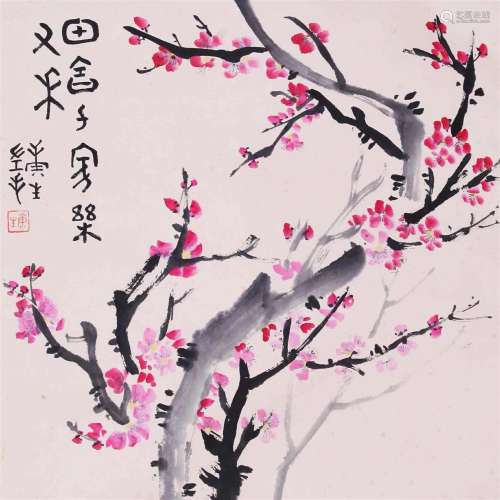 CHINESE SCROLL PAINTING OF FLOWER SIGNED BY KANGSHENG