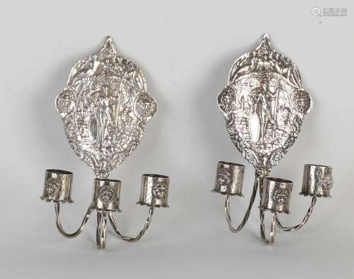 Two silver wall sconces