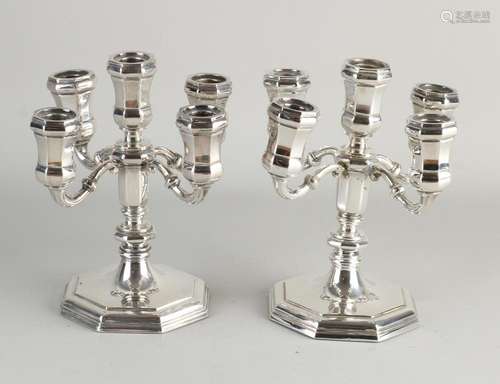 Two 5-light candlesticks