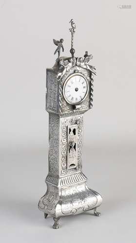 Silver miniature grandfather clock