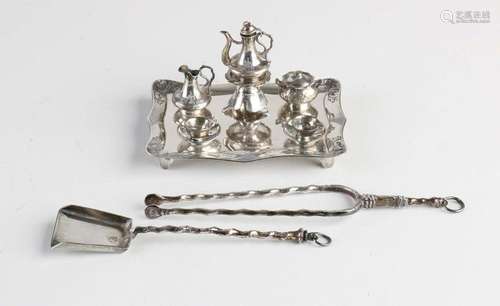 Silver miniature tray with crockery