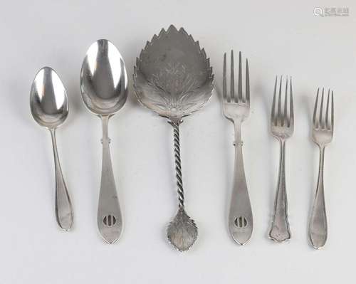 Silver cutlery, 6 parts