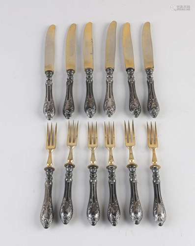 Lot cutlery with silver (12 pcs.)