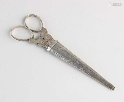 Scissors with silver handles.