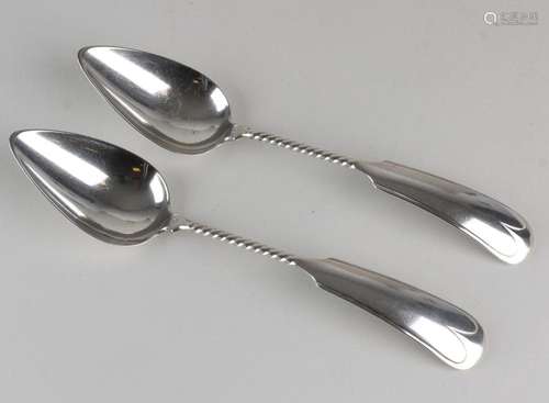 2x Silver vegetable spoon