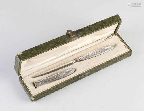 Cassette with letter opener and stamp, silver