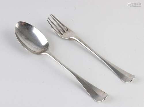 Antique silver fork and spoon