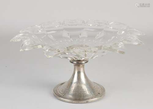 Crystal bowl on silver base