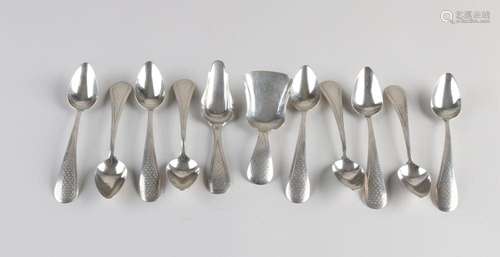 Nine antique teaspoons etc.