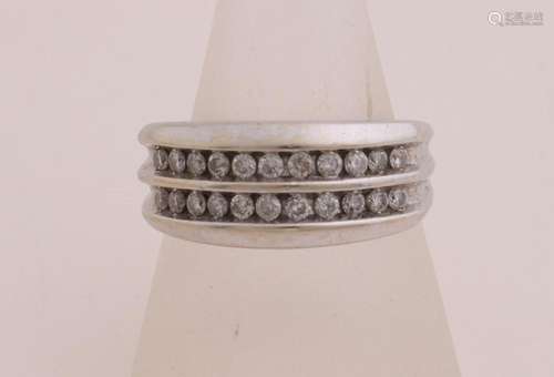 White gold wide men's ring with diamond