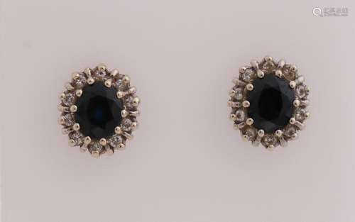 Gold diamond sapphire earrings, lady Di