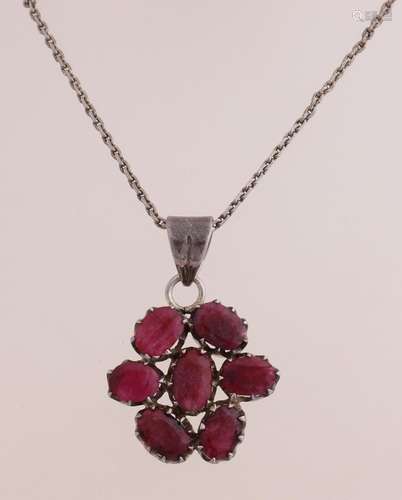 Silver necklace with ruby pendant