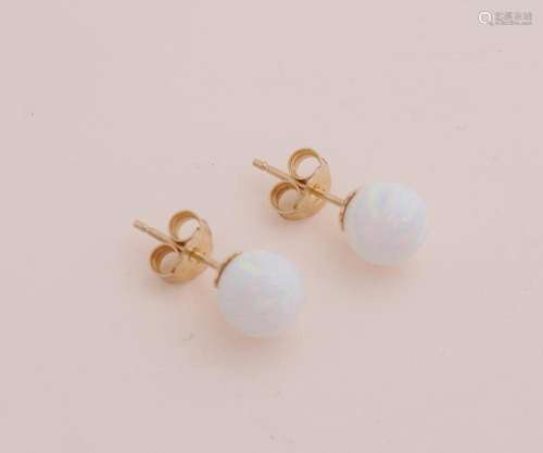 Golden ear studs opal mosaic