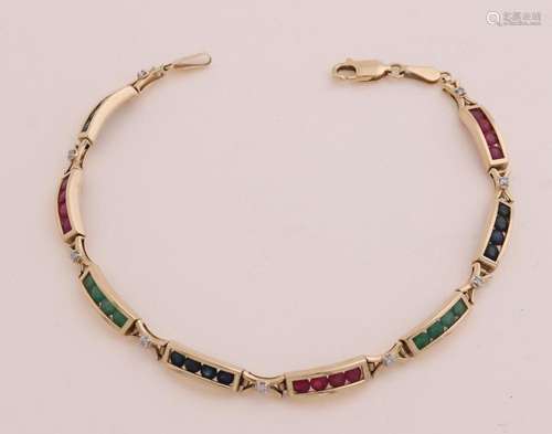 Gold bracelet with gemstones