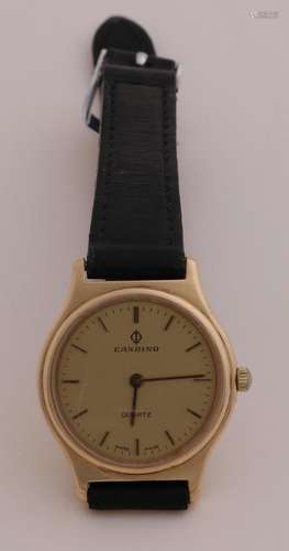 Gold watch with leather strap