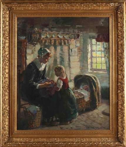 D. Mühlhaus, Laren's interior with mother and child