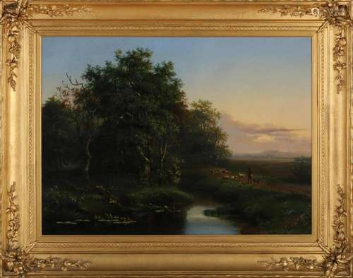 Unsigned, Romantic landscape at night