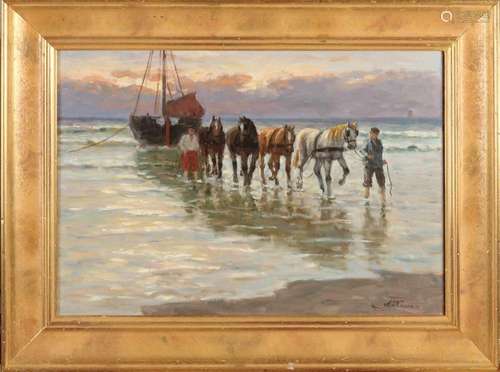 Anton Karssen, Bringing in a flat bottom with horse span