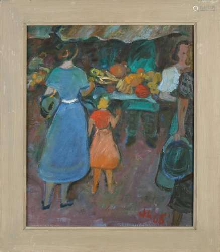 Werner Liechti, Figures at a market stall