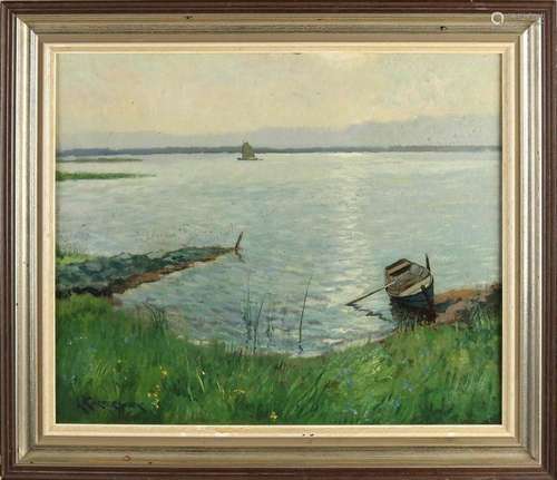 Leo Kurpershoek, Lake view with sailboat