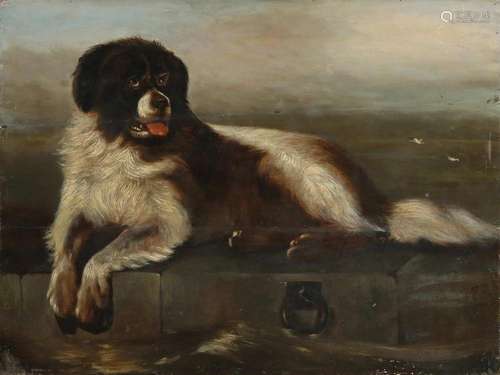 Unsigned, Reclining St. Bernard Dog