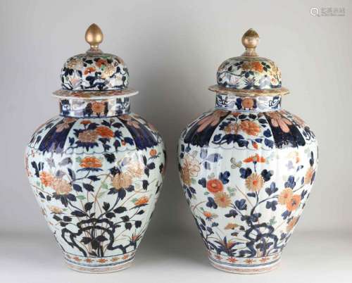 Two large 18th century Imari lidded pots