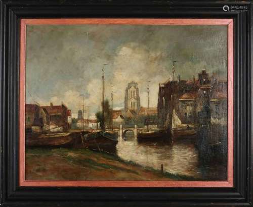 M. Martens, Dutch harbor view (Dordrecht)