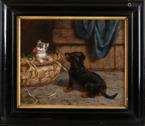 H. Sperling, Puppy plays with kitten