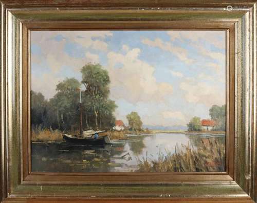 Willem Heytman, Dutch River View with Sailing Boat