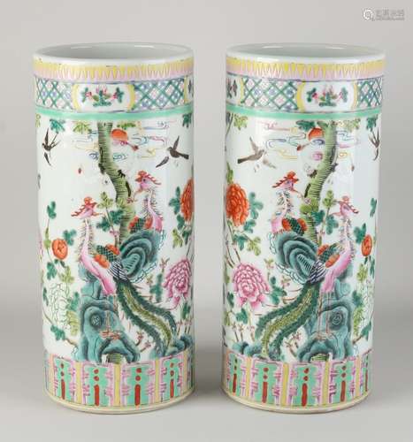 Two Chinese brush vases, H 30.3 cm.