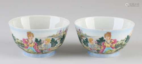 Two Family Rose cups Ø 8.7 cm.