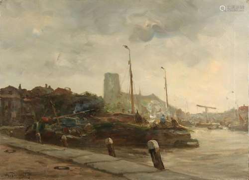 Anton Dirckx, Harbor view with stubby church