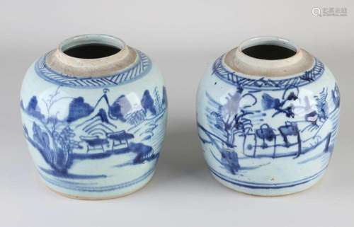 Two antique Chinese ginger jars Ø 16 cm.