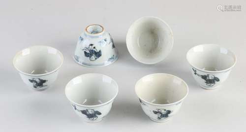 6x Chinese rice wine cups Ø 6.5 cm.