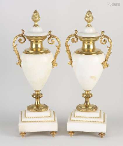 Two antique French cassolettes, H 37 cm.