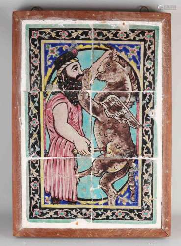 Antique Persian tile tableau