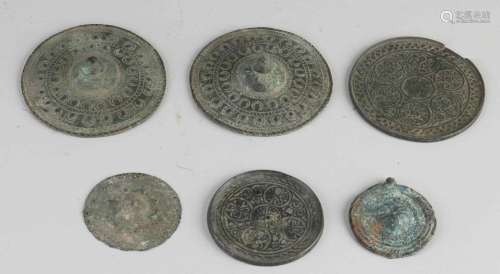 6x Bronze discs Luristan