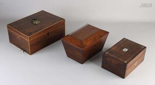 Three antique lidded boxes, 1900 or older