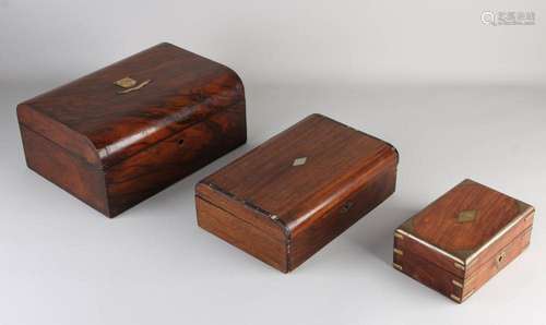 Three antique lidded boxes