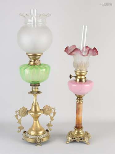 Two antique kerosene lamps, 1900