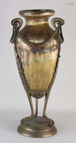 Brass amphora vase, H 56 cm.