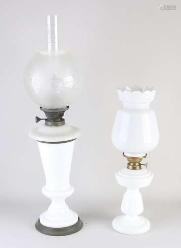 Two antique opaline lamps, 1900