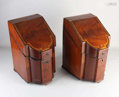 Two antique cutlery boxes