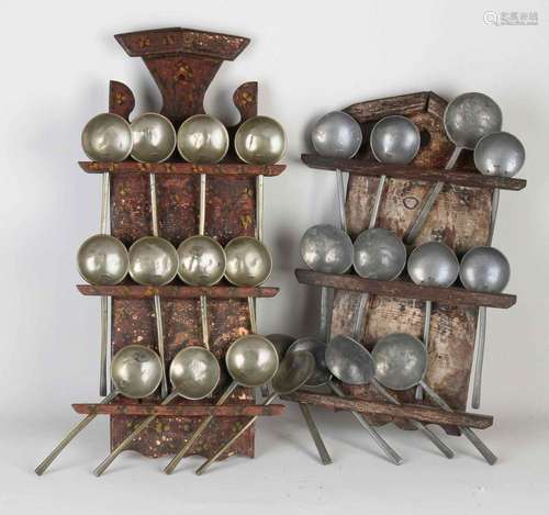 Two antique spoon racks