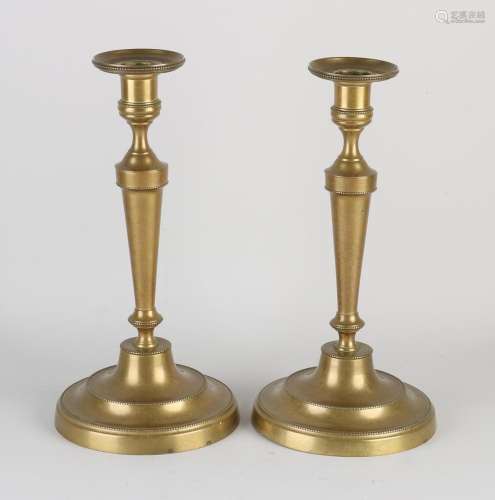 Two antique Louis Seize candlesticks, H 27 cm.