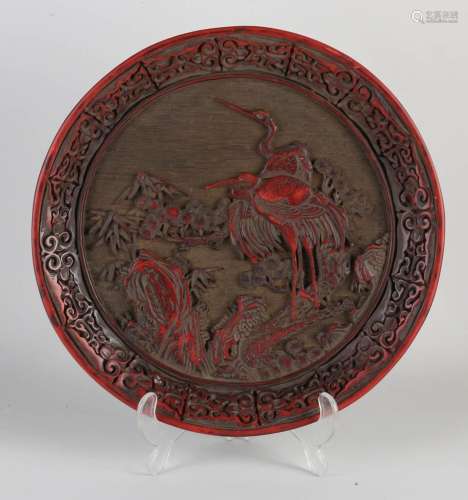 Chinese lacquer dish Ø 29 cm.