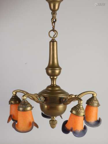Antique bronze hanging lamp, 1900