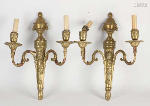 Two brass wall lamps