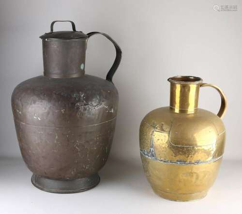 Two large 19th century milk jugs