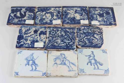 Ten antique tiles